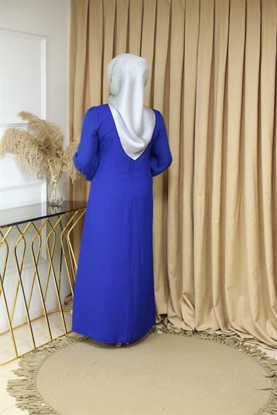 Kuşaklı Gofre Elbise  Siyah