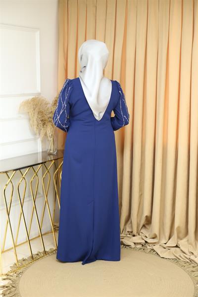 Kuşaklı Gofre Elbise  Siyah